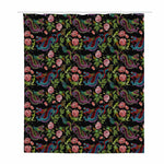Chinese Dragon Flower Pattern Print Polyester Shower Curtain