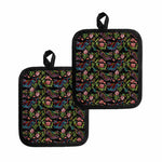 Chinese Dragon Flower Pattern Print Pot Holders