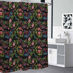 Chinese Dragon Flower Pattern Print Premium Shower Curtain