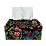 Chinese Dragon Flower Pattern Print Rectangle Tissue Box Cover