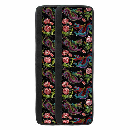 Chinese Dragon Flower Pattern Print Refrigerator Handle Covers