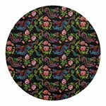 Chinese Dragon Flower Pattern Print Round Blanket