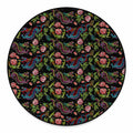 Chinese Dragon Flower Pattern Print Round Floor Mat