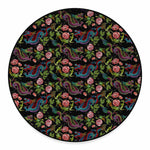 Chinese Dragon Flower Pattern Print Round Floor Mat