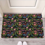 Chinese Dragon Flower Pattern Print Rubber Doormat