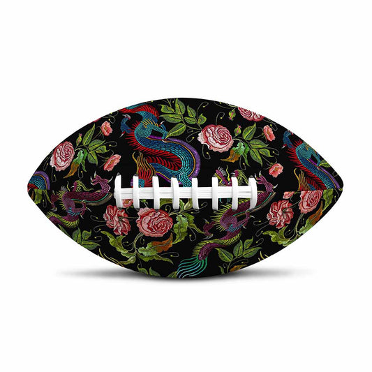 Chinese Dragon Flower Pattern Print Rugby Ball