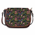 Chinese Dragon Flower Pattern Print Saddle Bag