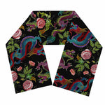 Chinese Dragon Flower Pattern Print Scarf