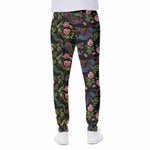 Chinese Dragon Flower Pattern Print Scuba Joggers