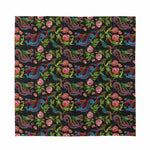 Chinese Dragon Flower Pattern Print Silk Bandana