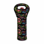 Chinese Dragon Flower Pattern Print Single Neoprene Wine Tote