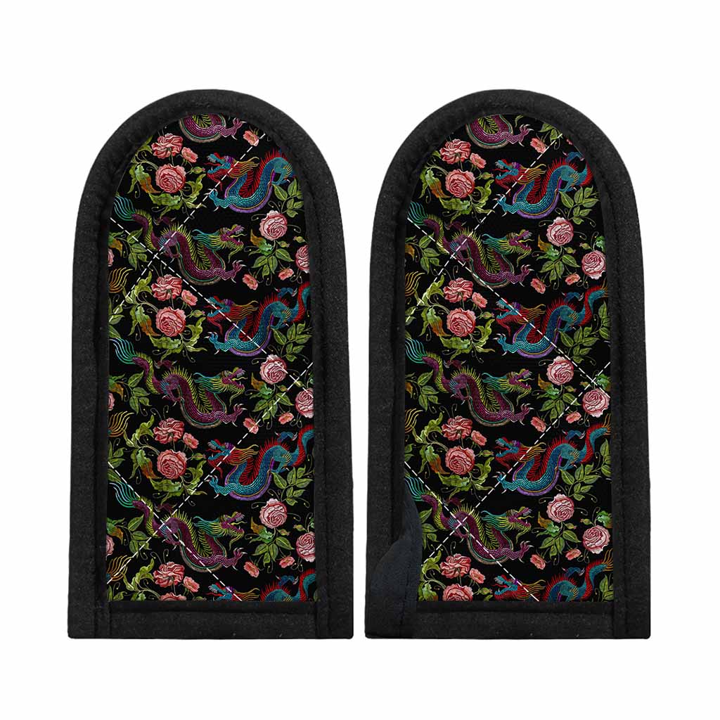Chinese Dragon Flower Pattern Print Skillet Handle Cover