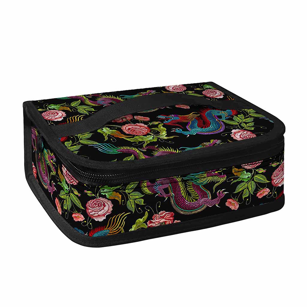 Chinese Dragon Flower Pattern Print Small Lunch Bag