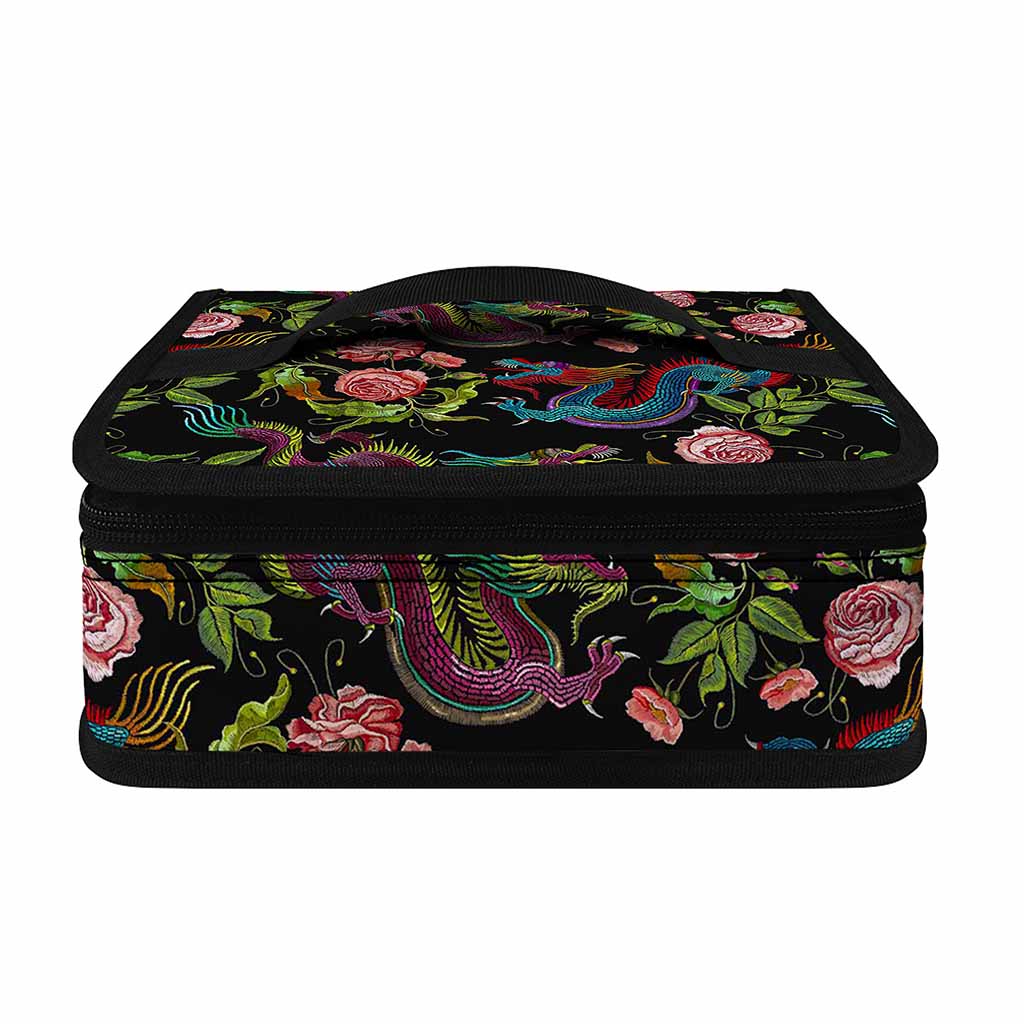 Chinese Dragon Flower Pattern Print Small Lunch Bag