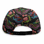 Chinese Dragon Flower Pattern Print Snapback Cap