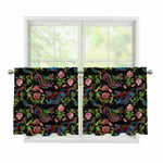 Chinese Dragon Flower Pattern Print Tier Curtains