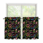 Chinese Dragon Flower Pattern Print Tier Curtains