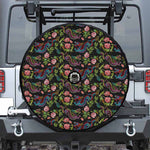 Chinese Dragon Flower Pattern Print Tire Cover With Camera Hole