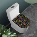 Chinese Dragon Flower Pattern Print Toilet Lid Cover