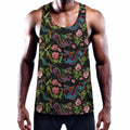 Chinese Dragon Flower Pattern Print Men's Workout Tank Top