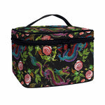 Chinese Dragon Flower Pattern Print Travel Makeup Bag