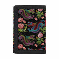Chinese Dragon Flower Pattern Print Trifold Wallet