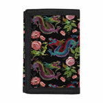 Chinese Dragon Flower Pattern Print Trifold Wallet