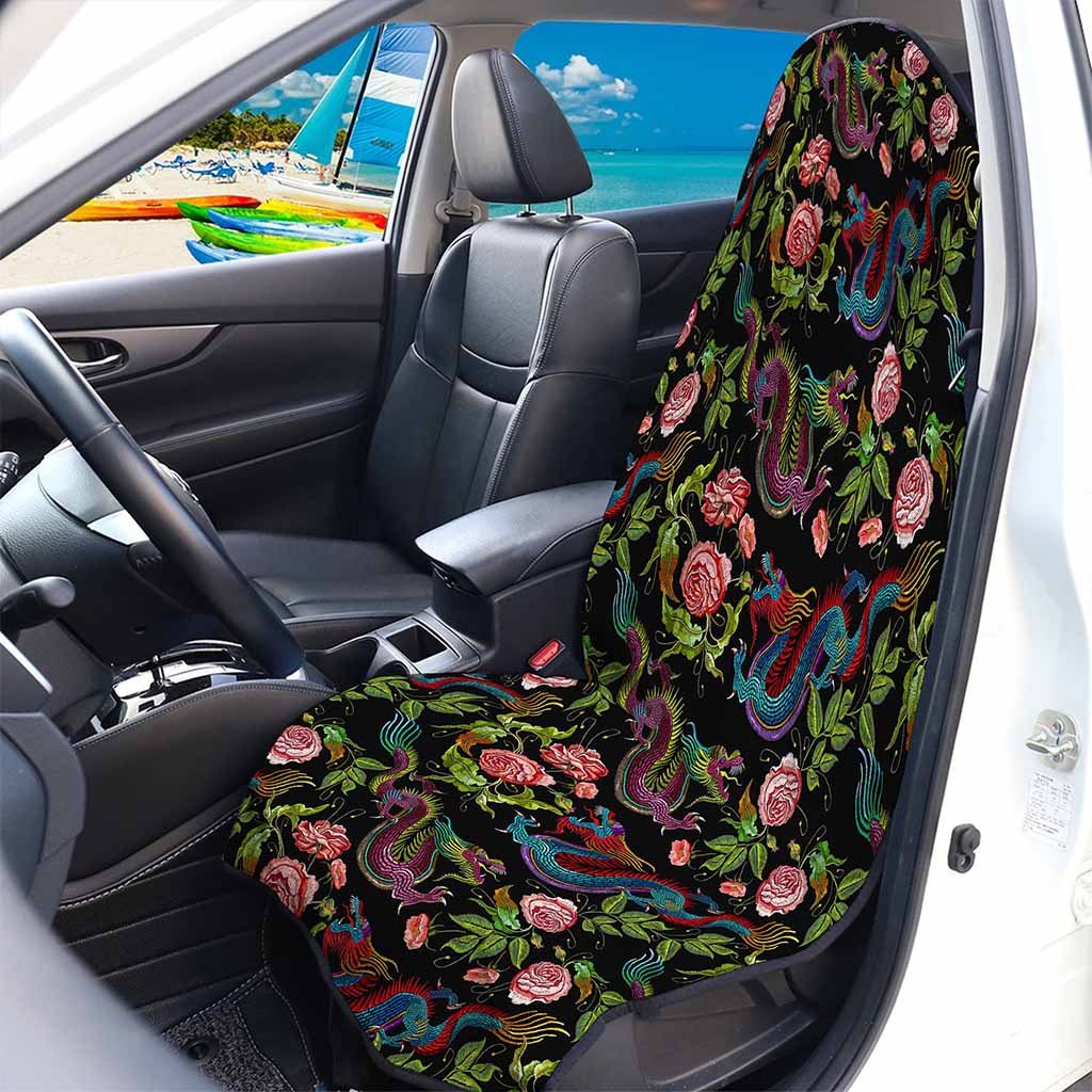 Chinese Dragon Flower Pattern Print Waterproof Car Seat Cover