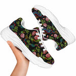 Chinese Dragon Flower Pattern Print White Chunky Shoes