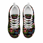 Chinese Dragon Flower Pattern Print White Running Shoes