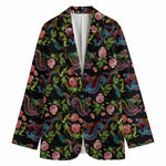 Chinese Dragon Flower Pattern Print Women's Blazer