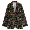 Chinese Dragon Flower Pattern Print Women's Cotton Blazer