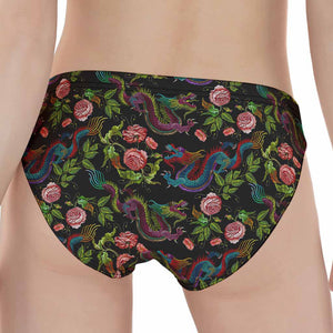 Chinese Dragon Flower Pattern Print Women's Panties