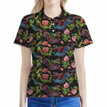 Chinese Dragon Flower Pattern Print Women's Polo Shirt