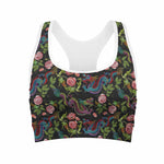 Chinese Dragon Flower Pattern Print Women's Sports Bra