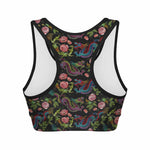 Chinese Dragon Flower Pattern Print Women's Sports Bra