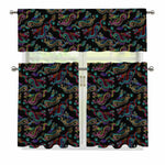 Chinese Dragon Pattern Print 3 Piece Kitchen Curtains