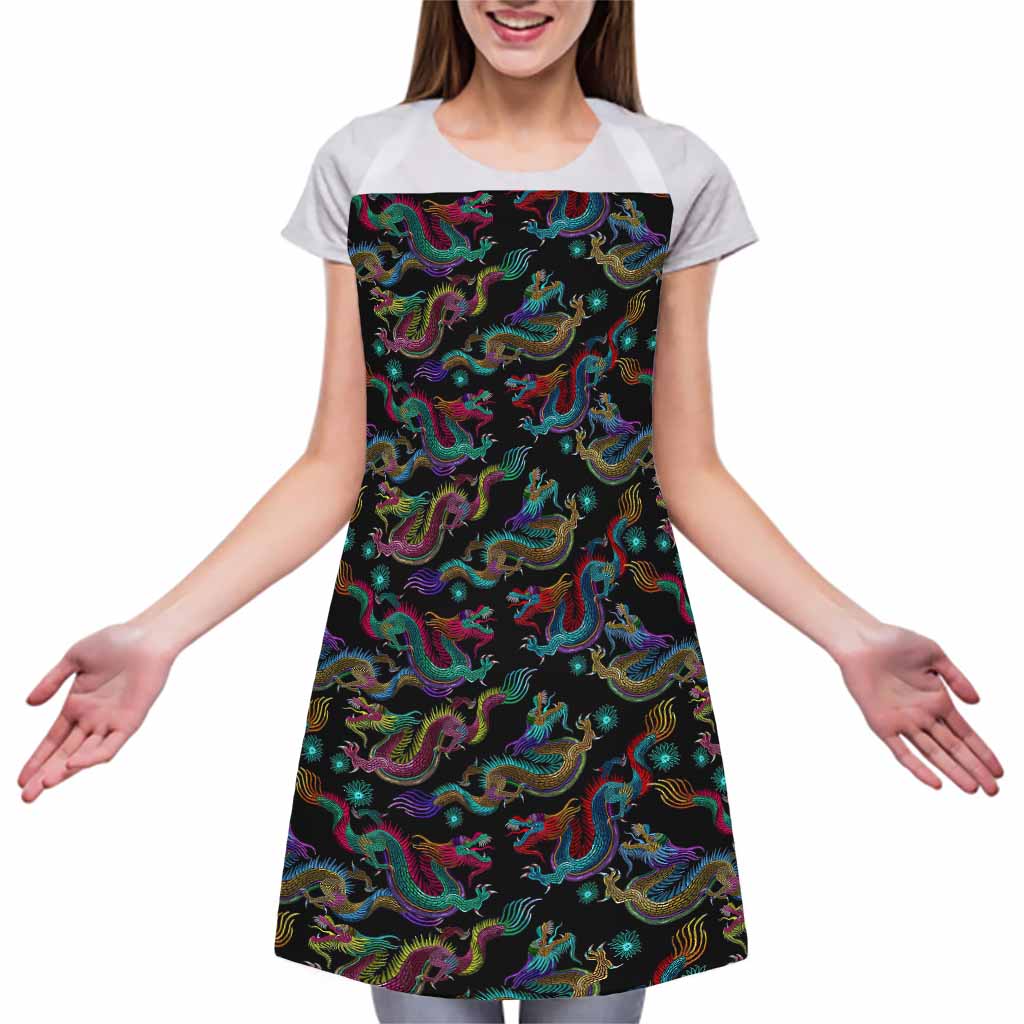 Chinese Dragon Pattern Print Adjustable Apron