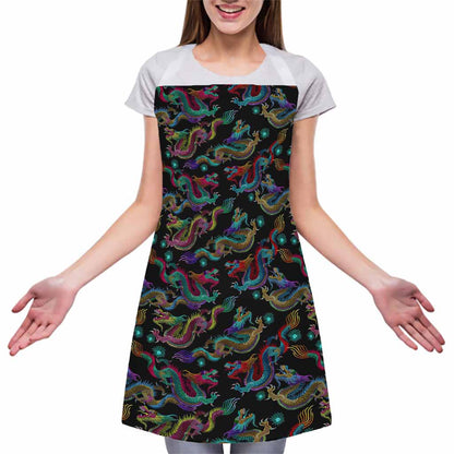 Chinese Dragon Pattern Print Adjustable Apron