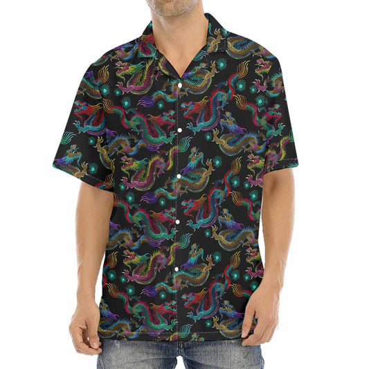 Chinese Dragon Pattern Print Aloha Shirt