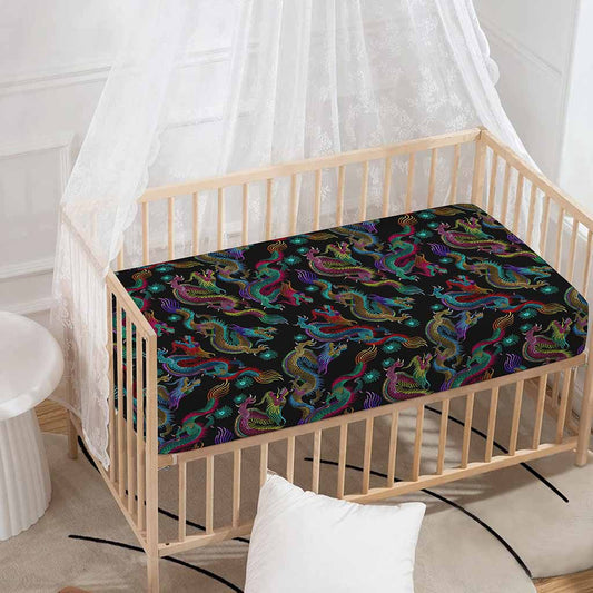 Chinese Dragon Pattern Print Baby Crib Sheet