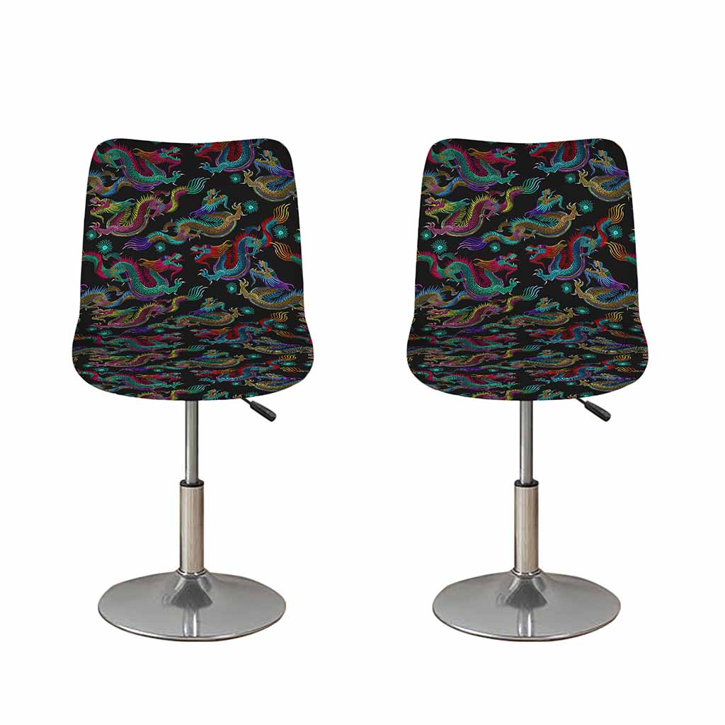 Chinese Dragon Pattern Print Bar Stool Covers