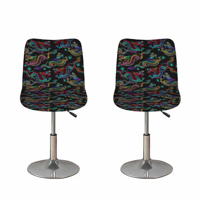 Chinese Dragon Pattern Print Bar Stool Covers