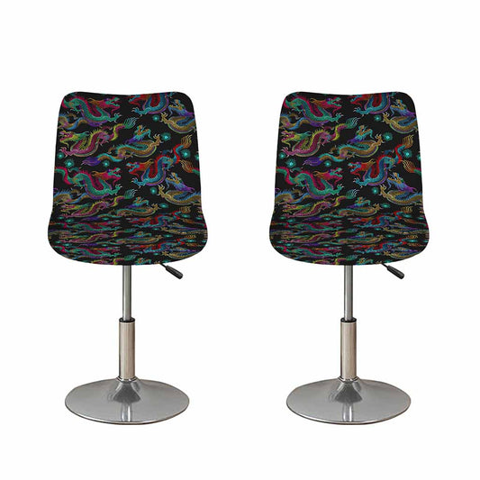 Chinese Dragon Pattern Print Bar Stool Covers