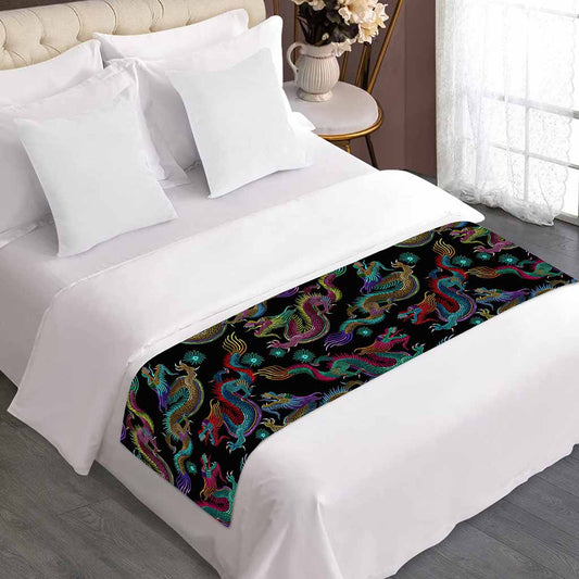 Chinese Dragon Pattern Print Bed Runner
