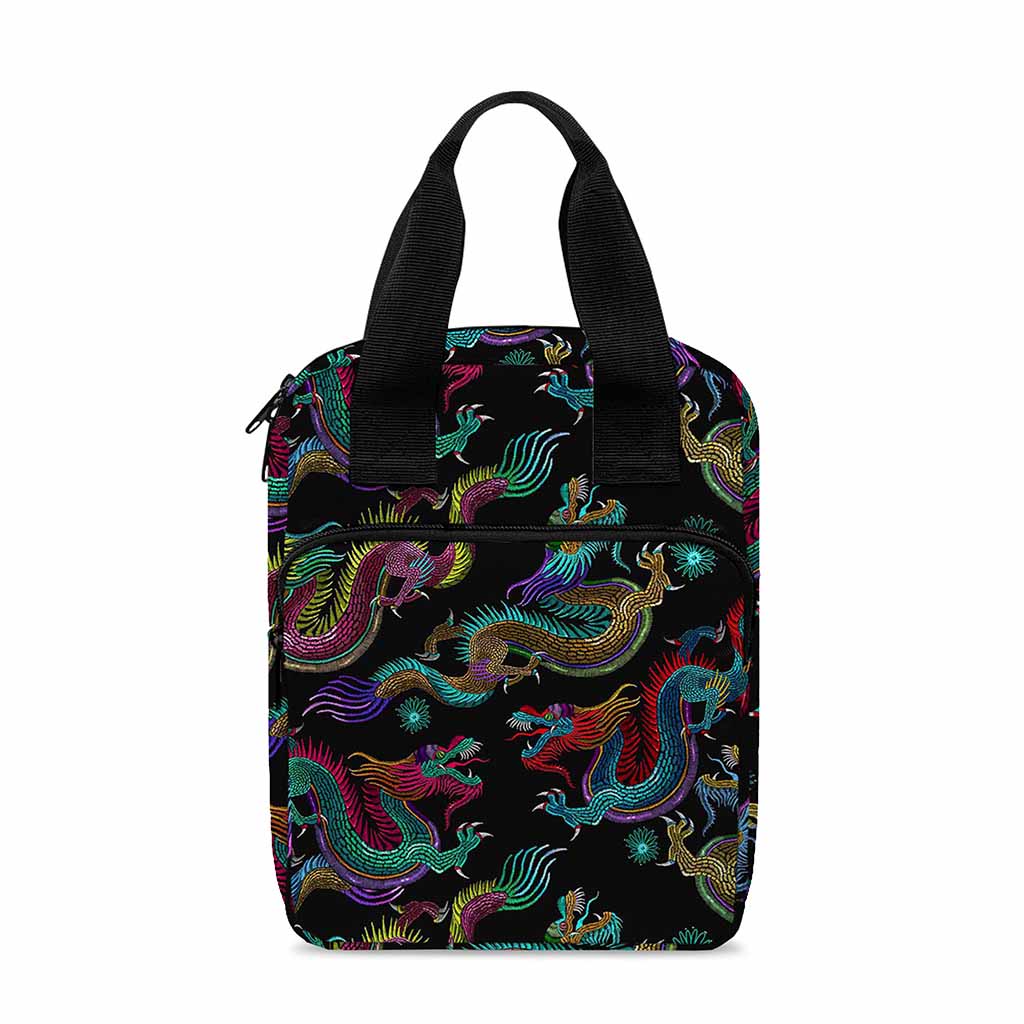 Chinese Dragon Pattern Print Bible Tote Bag