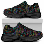 Chinese Dragon Pattern Print Black Chunky Shoes
