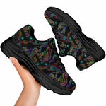 Chinese Dragon Pattern Print Black Chunky Shoes