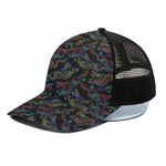Chinese Dragon Pattern Print Black Mesh Trucker Cap