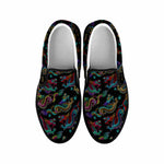 Chinese Dragon Pattern Print Black Slip On Sneakers